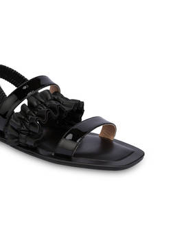 Plissé flat sandal in patent leather and nappa Photo 4
