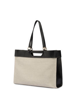 Shopping bag in vitello e canvas Maggie Photo 3