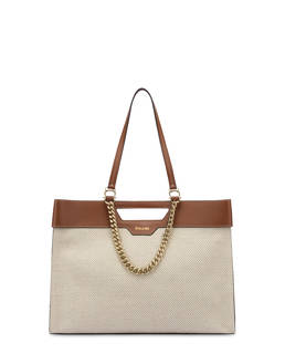Shopping bag in vitello e canvas Maggie Photo 1