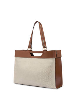 Shopping bag in vitello e canvas Maggie Photo 3