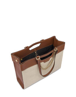Shopping bag in vitello e canvas Maggie Photo 4