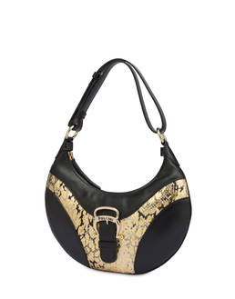 Borsa a spalla in vitello con stampa laminata Cabiria Buckle Photo 2