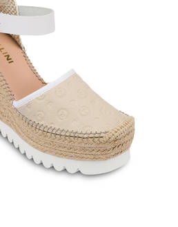 Sandali Con Zeppa Espadrillas Heritage Logo Embossed Avorio Pollini