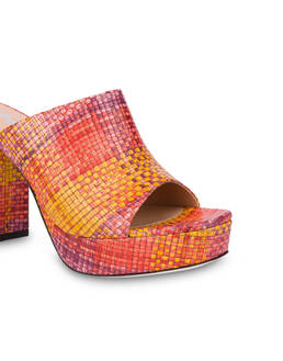 Seventies weave print heel mules Photo 4