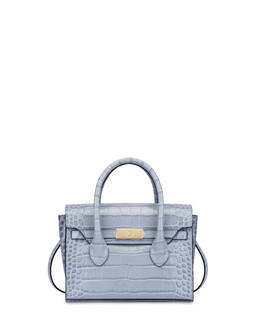 Essence double handle bag in crocodile-print calfskin Photo 1