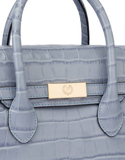 Essence double handle bag in crocodile-print calfskin Photo 5