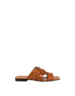 Cage cowhide flat slippers Photo 1