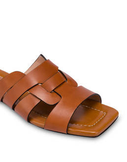 Cage cowhide flat slippers Photo 4