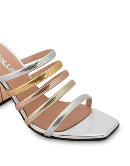 Golden Rainbow metallic heel mules Photo 4