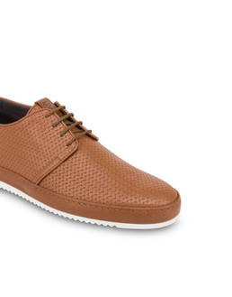 Foxing weave print calfskin derbies Photo 5