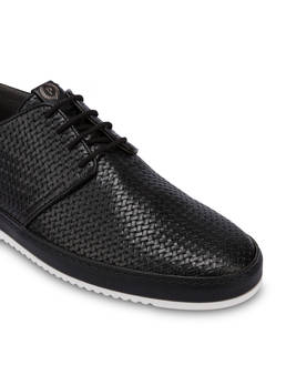 Foxing weave print calfskin derbies Photo 5