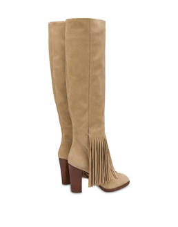 Stiefel Dakota aus Spaltleder mit Fransen