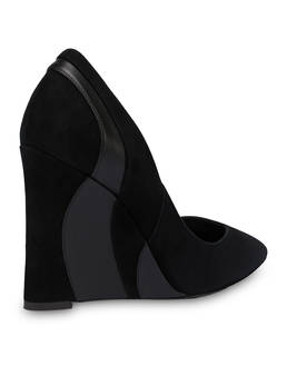Pumps mit Keilabsatz aus Wildleder und Wave-Nappa Photo 4