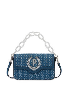 Candy bag in denim con pailettes e maxi catena Photo 1