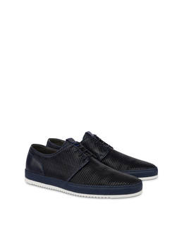 Foxing perforated print leather derby Photo 2