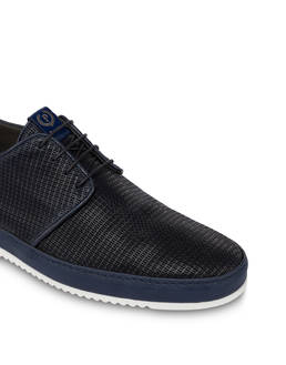 Foxing perforated print leather derby Photo 5