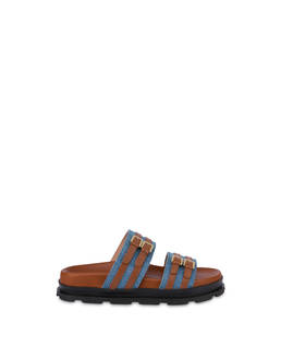Nikki denim and calfskin slippers Photo 1
