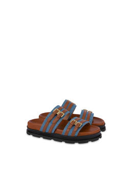 Nikki denim and calfskin slippers Photo 2