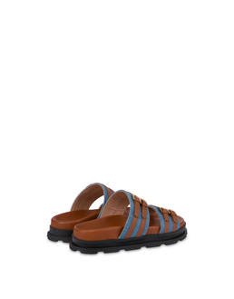 Nikki denim and calfskin slippers Photo 3