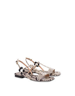 Flache Sandalen aus Kalbsleder mit Python-Print Between The Lines Photo 2