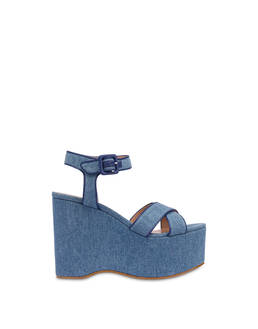 Sandalen aus Denim mit Keilabsatz Capri Photo 1