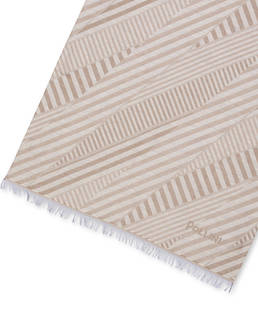 Cotton blend scarf with Stripes print Photo 3