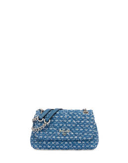 Waltzer Night small quilted denim bag with sequins Photo 1