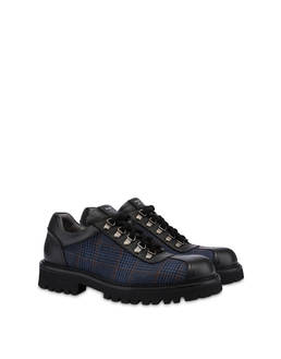 Low Budapest Boot in Wool Fabric and Tumbled Calfskin with Deerskin Pattern Photo 2