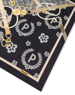 Foulard in seta con stampa macro logo e cinghie Photo 3