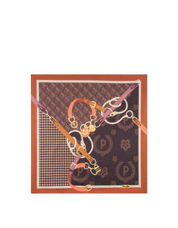 Foulard in seta con stampa macro logo e cinghie Photo 1