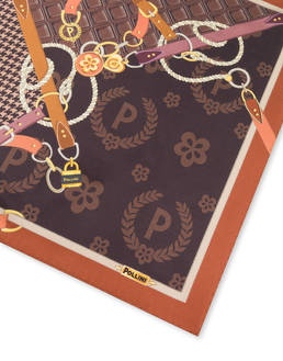 Foulard in seta con stampa macro logo e cinghie Photo 3