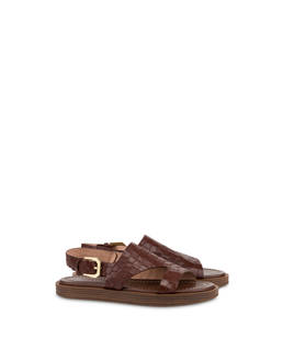 Como Flat Sandal in Croc-Embossed Goat Leather Photo 2