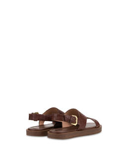 Como Flat Sandal in Croc-Embossed Goat Leather Photo 3