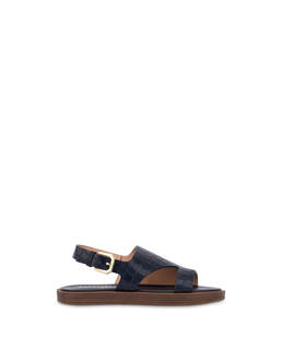 Como Flat Sandal in Croc-Embossed Goat Leather Photo 1