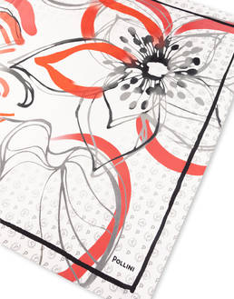 Foulard In Seta Con Stampa floreale astratta geometrica Photo 3