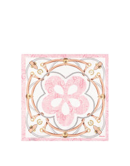 Foulard In Seta Con Stampa Cinghie E Staffe Beige Photo 2