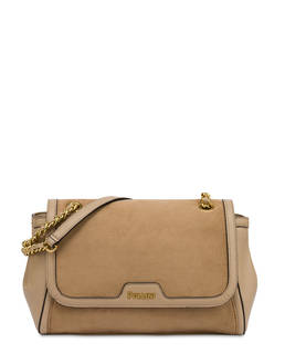 Borsa a spalla in mini grained pu e fabric suede Photo 1