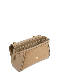 Borsa a spalla in mini grained pu e fabric suede Photo 3