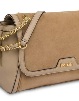 Borsa a spalla in mini grained pu e fabric suede Photo 4