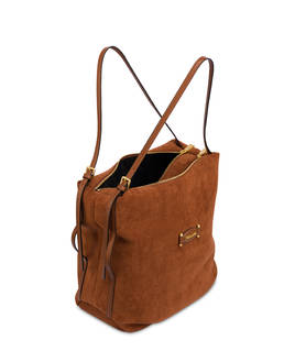 Wrap Shoulder Bag in Suede-Look Fabric and Plain PU Photo 3