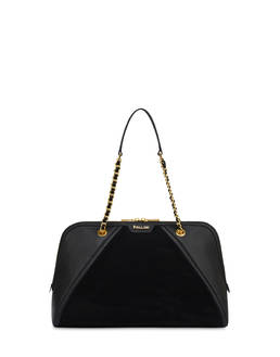 Frame Shoulder Bag in Mini Grained PU and Fabric Suede Photo 1