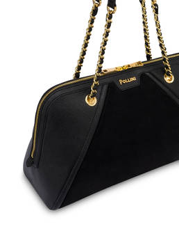 Frame Shoulder Bag in Mini Grained PU and Fabric Suede Photo 4