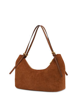 Wrap Shoulder Bag in Suede-Look Fabric and Plain PU Photo 2