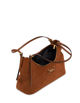 Wrap Shoulder Bag in Suede-Look Fabric and Plain PU Photo 3