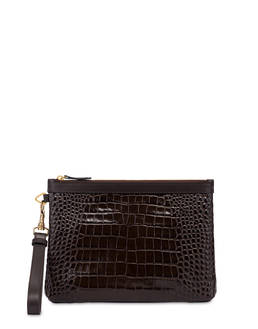 Clutch bag in crocodile print calfskin Photo 1