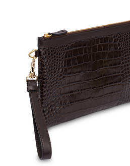 Clutch bag in crocodile print calfskin Photo 4