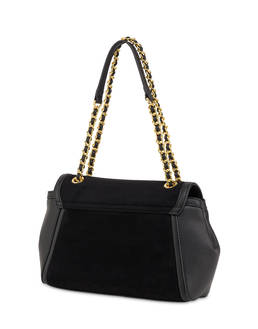 Borsa a spalla in mini grained pu e fabric suede Photo 2