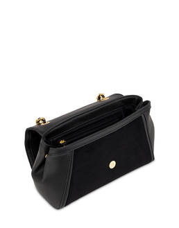 Borsa a spalla in mini grained pu e fabric suede Photo 3