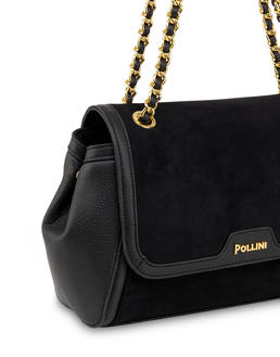 Borsa a spalla in mini grained pu e fabric suede Photo 4