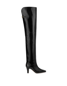 Muse-Overknee-Stiefel aus Lackleder und Wildleder Photo 1